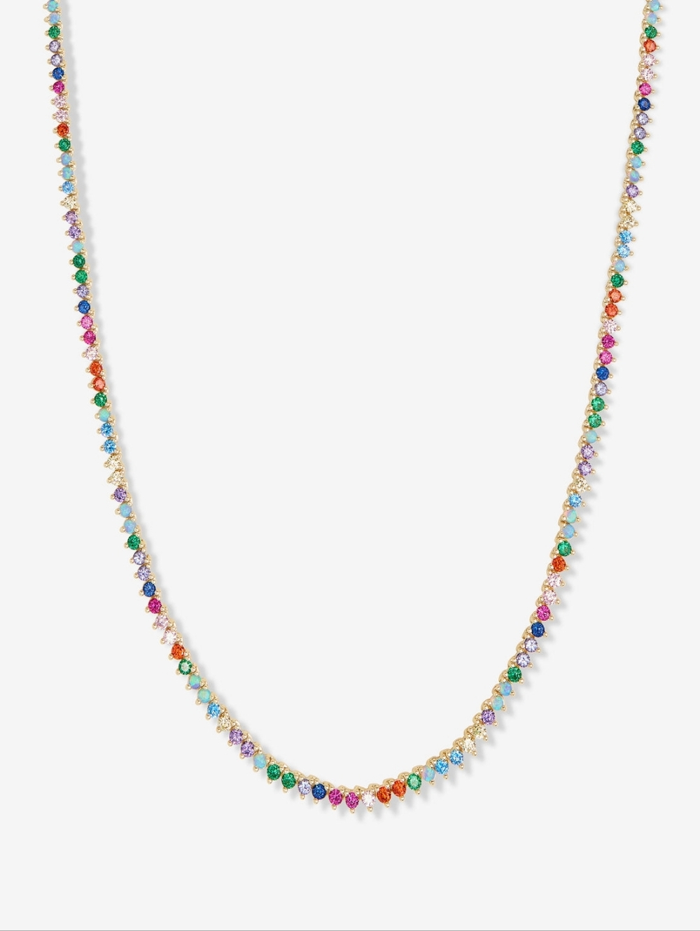 Melinda Maria Not Your Basic Tennis Necklace 2mm Rainbow Gold 18" New ✨️FIRM